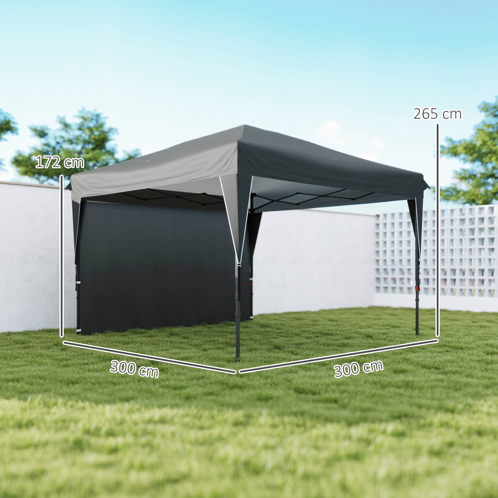 Barnum pliant de jardin tonnelle Oxford paroi latérale transport facile 300x300cm gris - ComfortXL Outdoor Living - Image 5