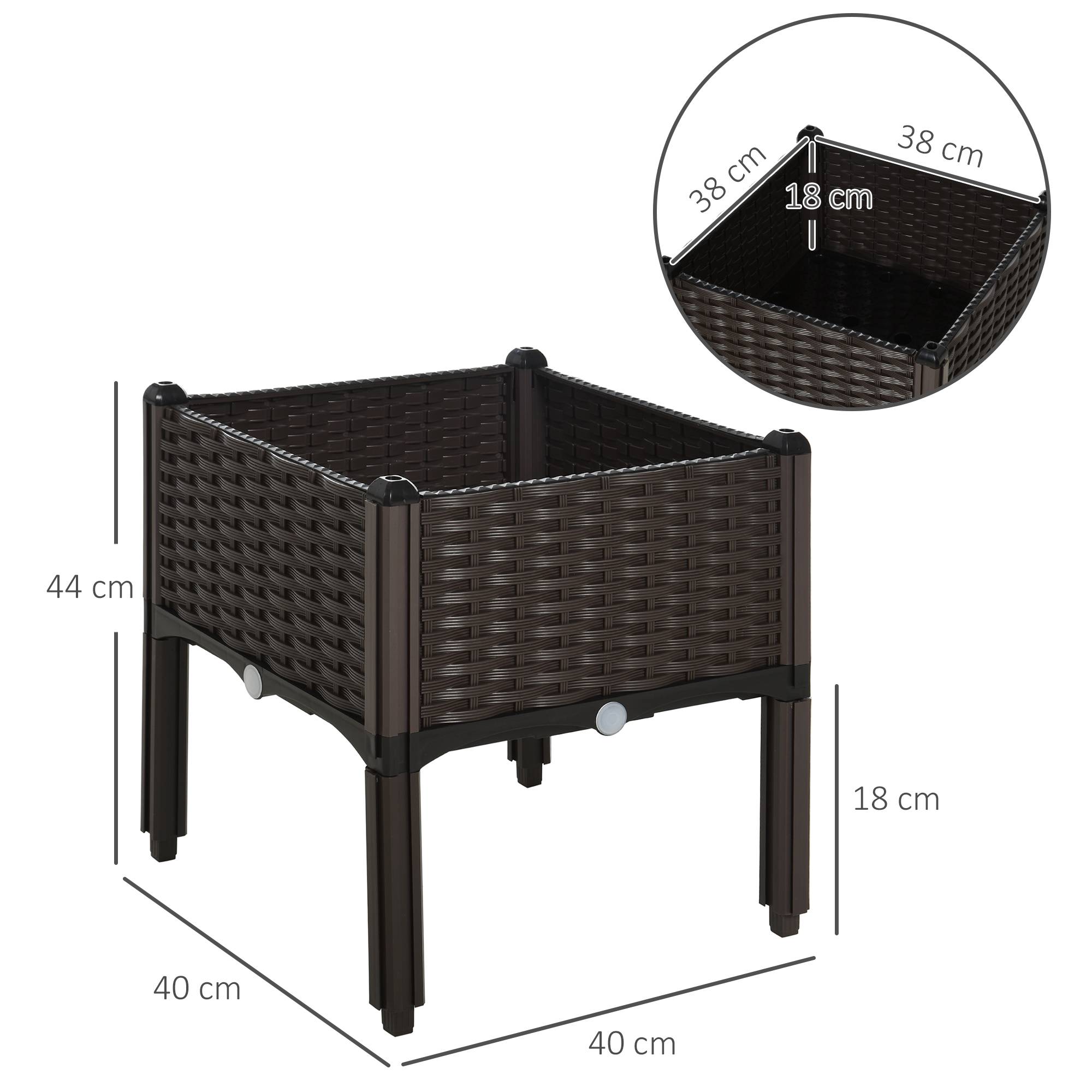 PANGIVO - Jardinière sur pieds plastique aspect rotin marron 40 x 40 x 44 cm - PANGIVO - Image 5