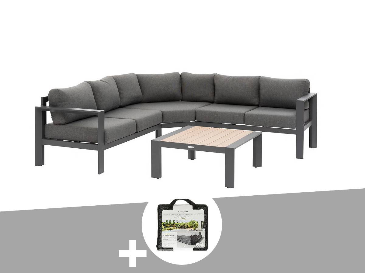 Hesperide - Salon de jardin d'angle en alu Evasion graphite honey + Housse - 5 places - Hespéride - Image 1