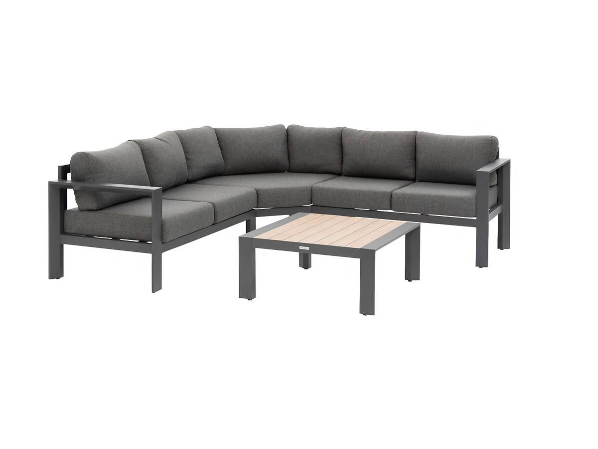 Hesperide - Salon de jardin d'angle en alu Evasion graphite honey + Housse - 5 places - Hespéride - Image 2