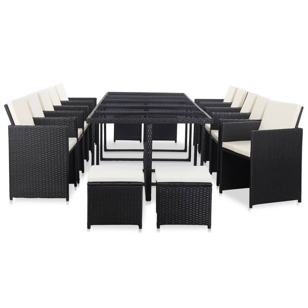 Helloshop26 - Salon de jardin meuble d'extérieur ensemble de mobilier 15 pièces avec coussins résine tressée noir - Image 1