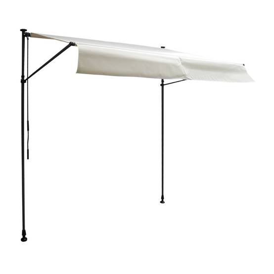 Store banne pour balcon CHENE 2 × 1,2m - Toile beige et structure grise - HAPPY GARDEN - Image 1