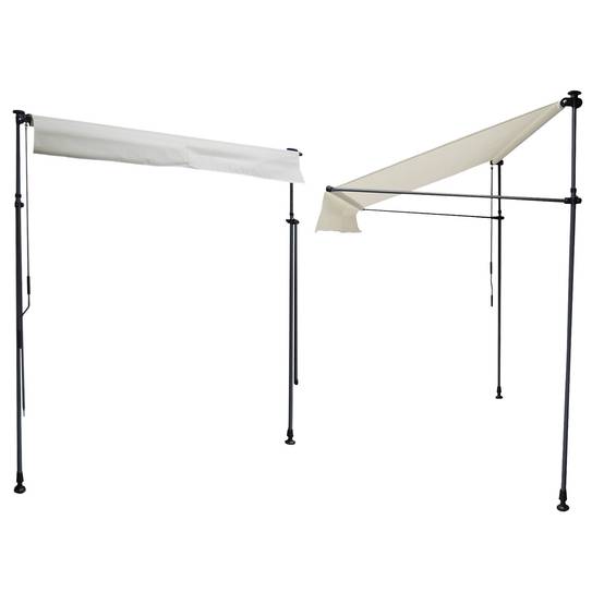 Store banne pour balcon CHENE 2 × 1,2m - Toile beige et structure grise - HAPPY GARDEN - Image 2