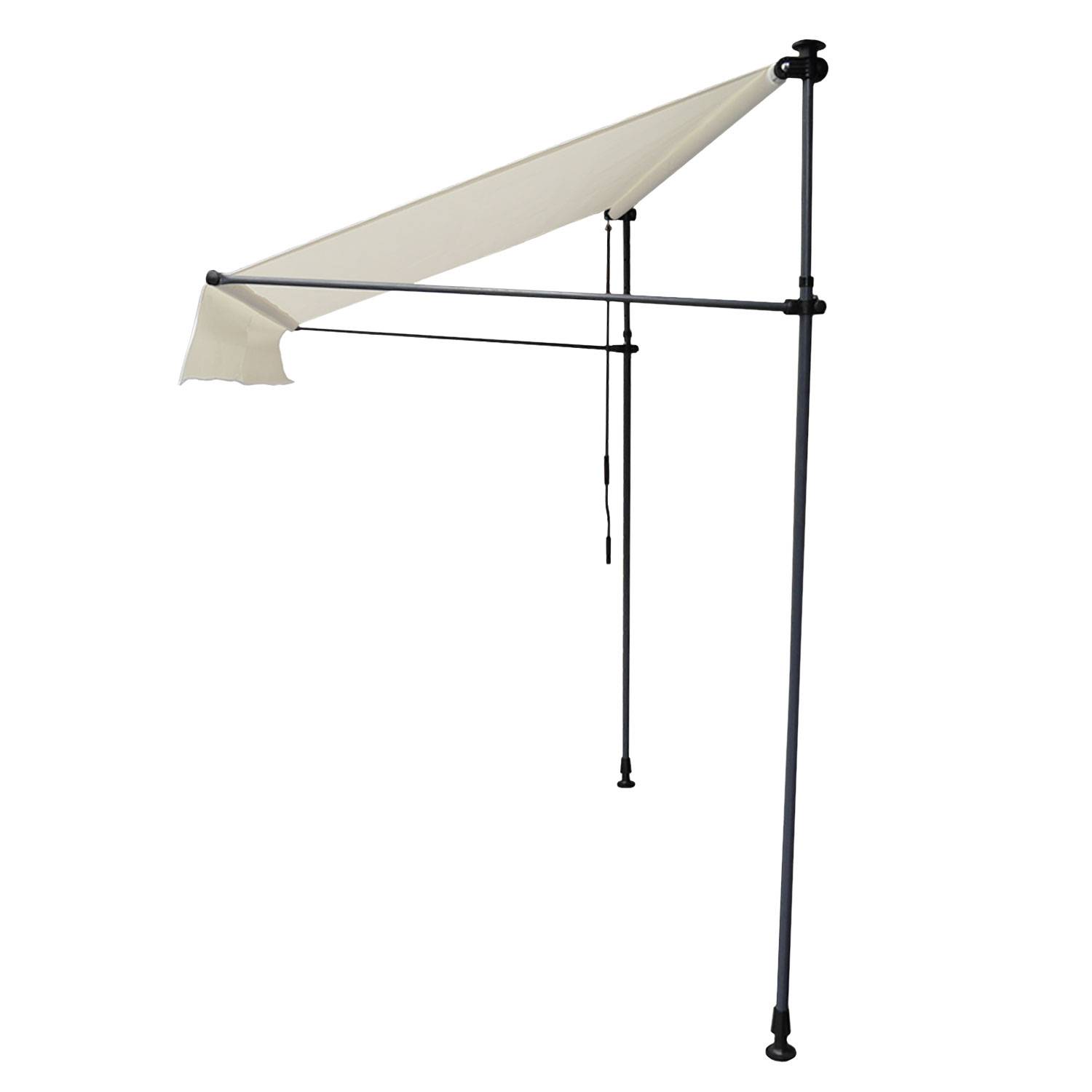 Store banne pour balcon CHENE 2 × 1,2m - Toile beige et structure grise - HAPPY GARDEN - Image 8