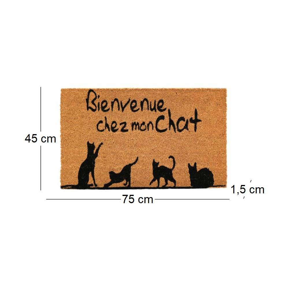 Aubry Gaspard - Paillasson coco intérieur extérieur 75 x 45 cm Bienvenue chez mon chat - Image 3