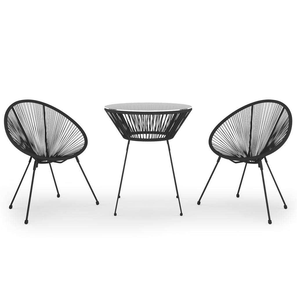 ComfortXL - Salon de Jardin 3p Rotin PVC Rond Table Ronde Ø70cm Extérieur Noir – ComfortXL Outdoor Living - Image 2