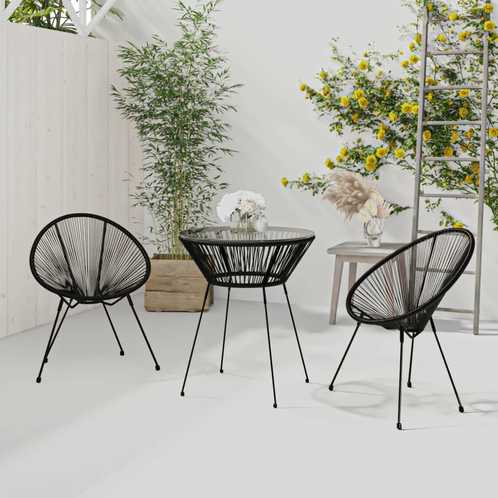 ComfortXL - Salon de Jardin 3p Rotin PVC Rond Table Ronde Ø70cm Extérieur Noir – ComfortXL Outdoor Living - Image 1