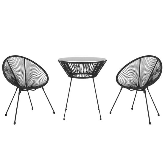 ComfortXL - Salon de Jardin 3p Rotin PVC Rond Table Ronde Ø70cm Extérieur Noir – ComfortXL Outdoor Living - Image 3