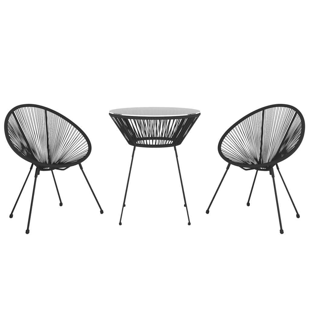 ComfortXL - Salon de Jardin 3p Rotin PVC Rond Table Ronde Ø70cm Extérieur Noir – ComfortXL Outdoor Living - Image 3