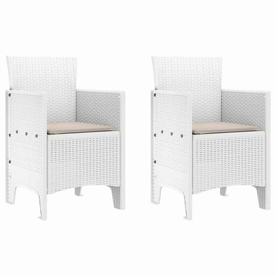 Lot De 2 Chaises De Jardin - Fauteuils De Jardin Blanc 53 x 49 x 85 cm PP - Image 1