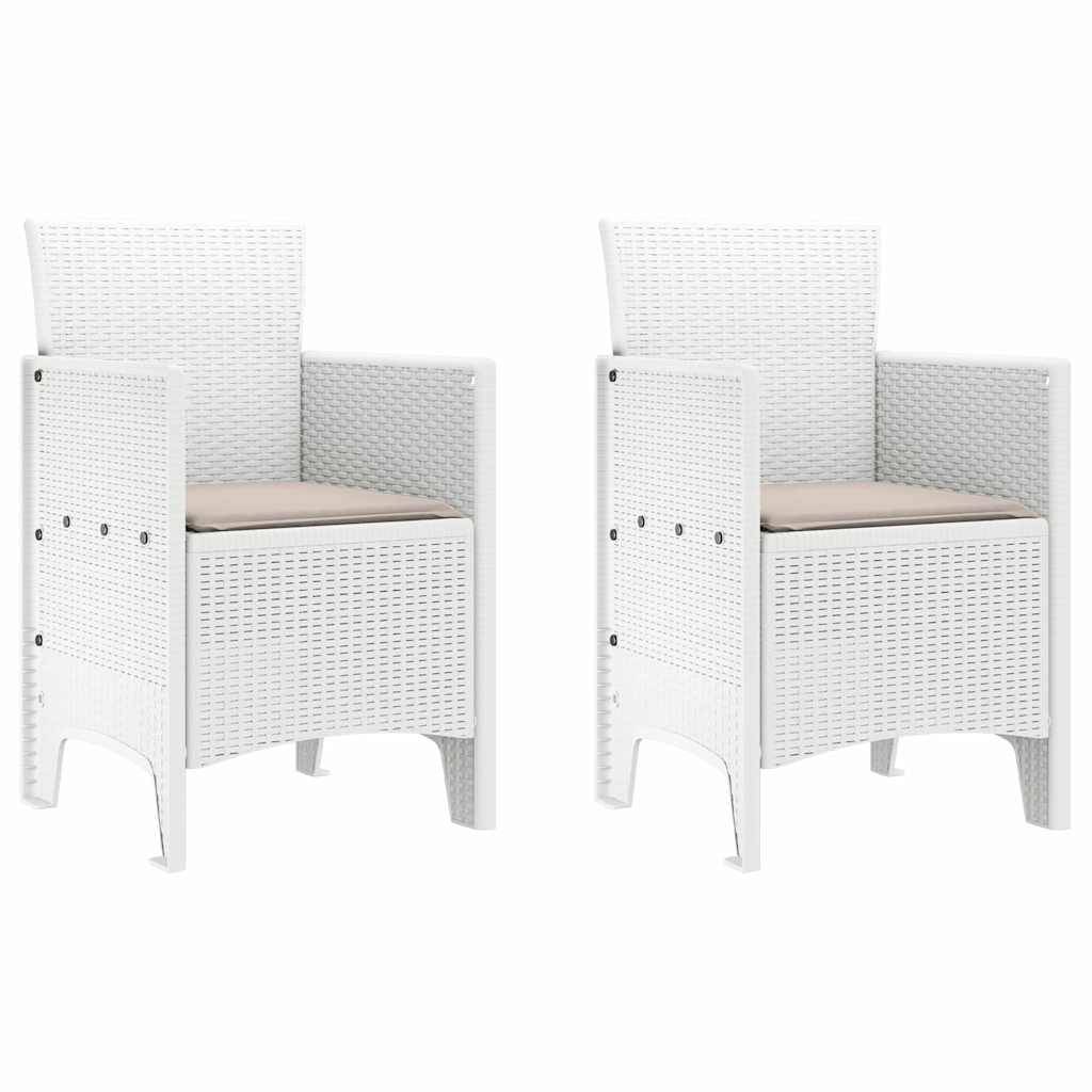 Lot De 2 Chaises De Jardin - Fauteuils De Jardin Blanc 53 x 49 x 85 cm PP - Image 1