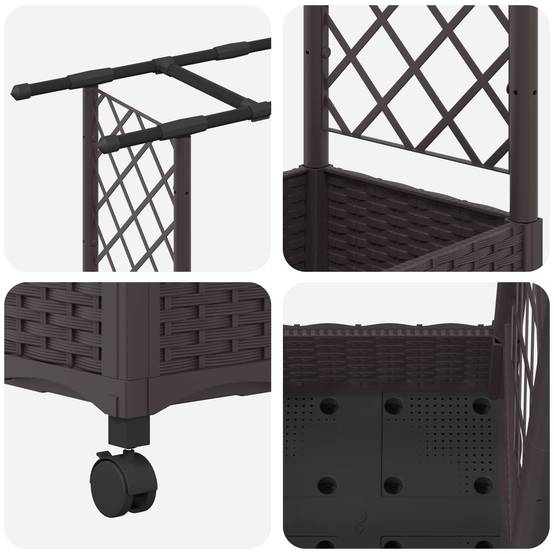 Lit surélevé avec treillis toit polypropylène patio terrasse marron 164x40x127cm - ComfortXL Outdoor Living - Image 6