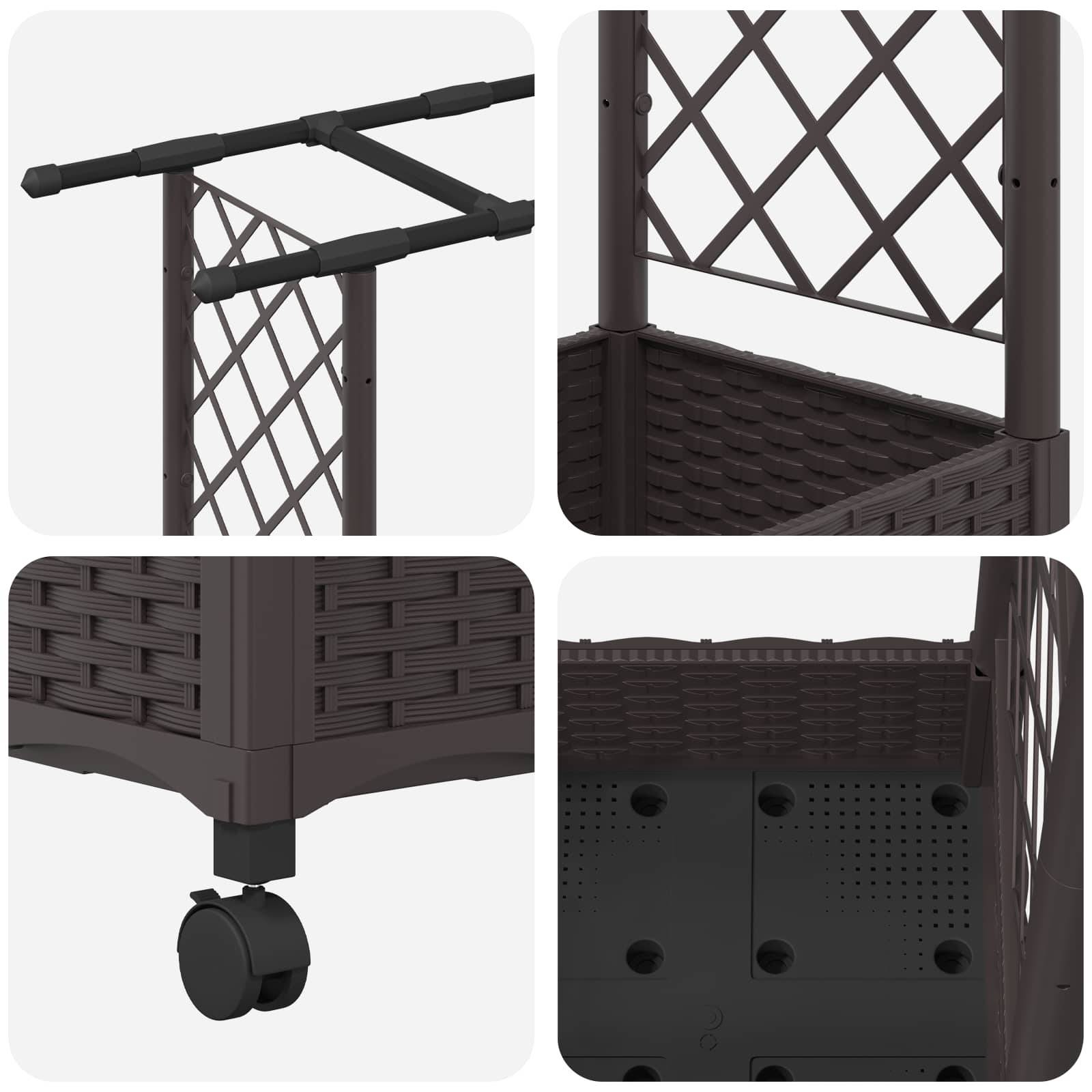 Lit surélevé avec treillis toit polypropylène patio terrasse marron 164x40x127cm - ComfortXL Outdoor Living - Image 6