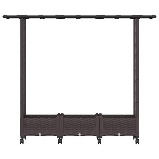 Lit surélevé avec treillis toit polypropylène patio terrasse marron 164x40x127cm - ComfortXL Outdoor Living - Image 4