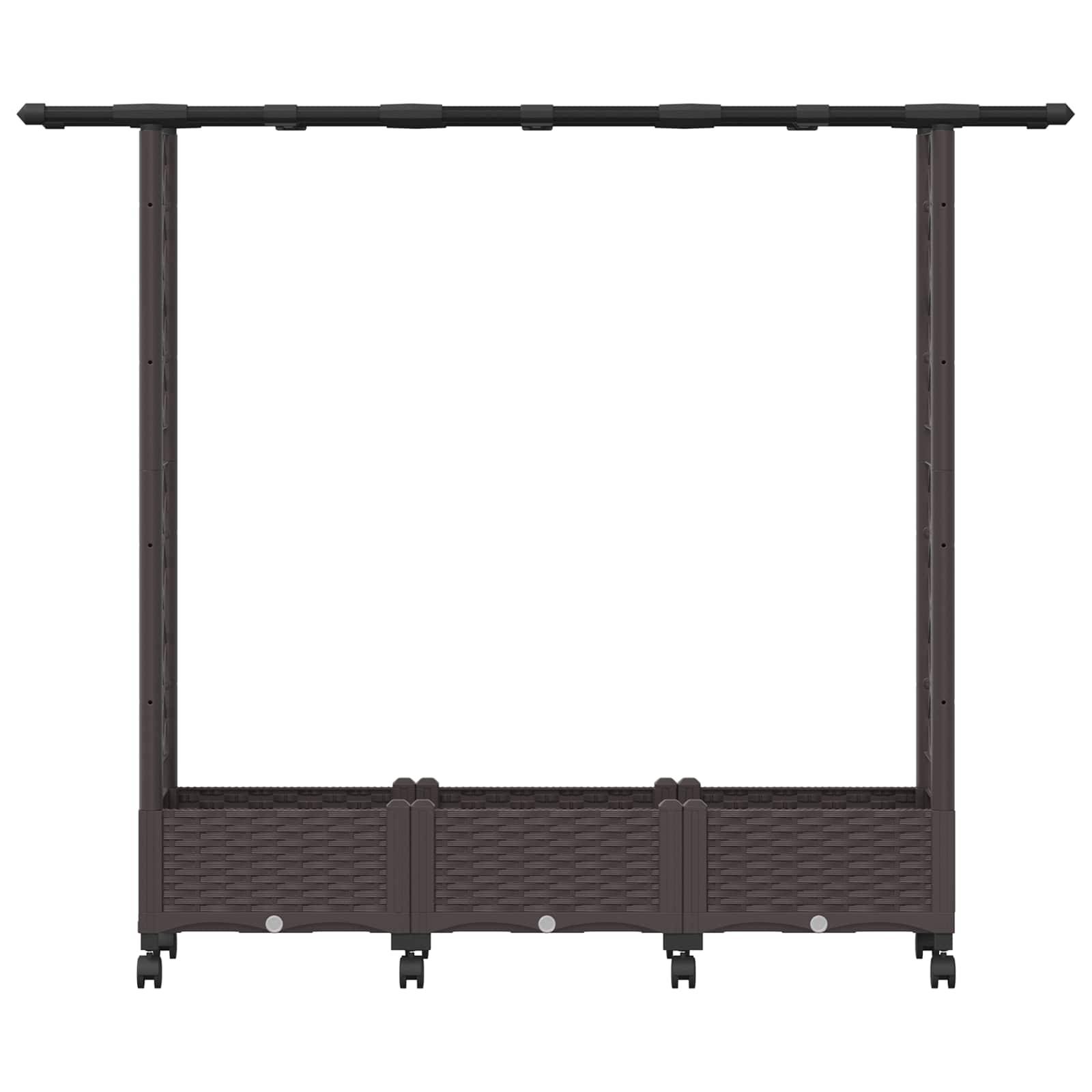 Lit surélevé avec treillis toit polypropylène patio terrasse marron 164x40x127cm - ComfortXL Outdoor Living - Image 4