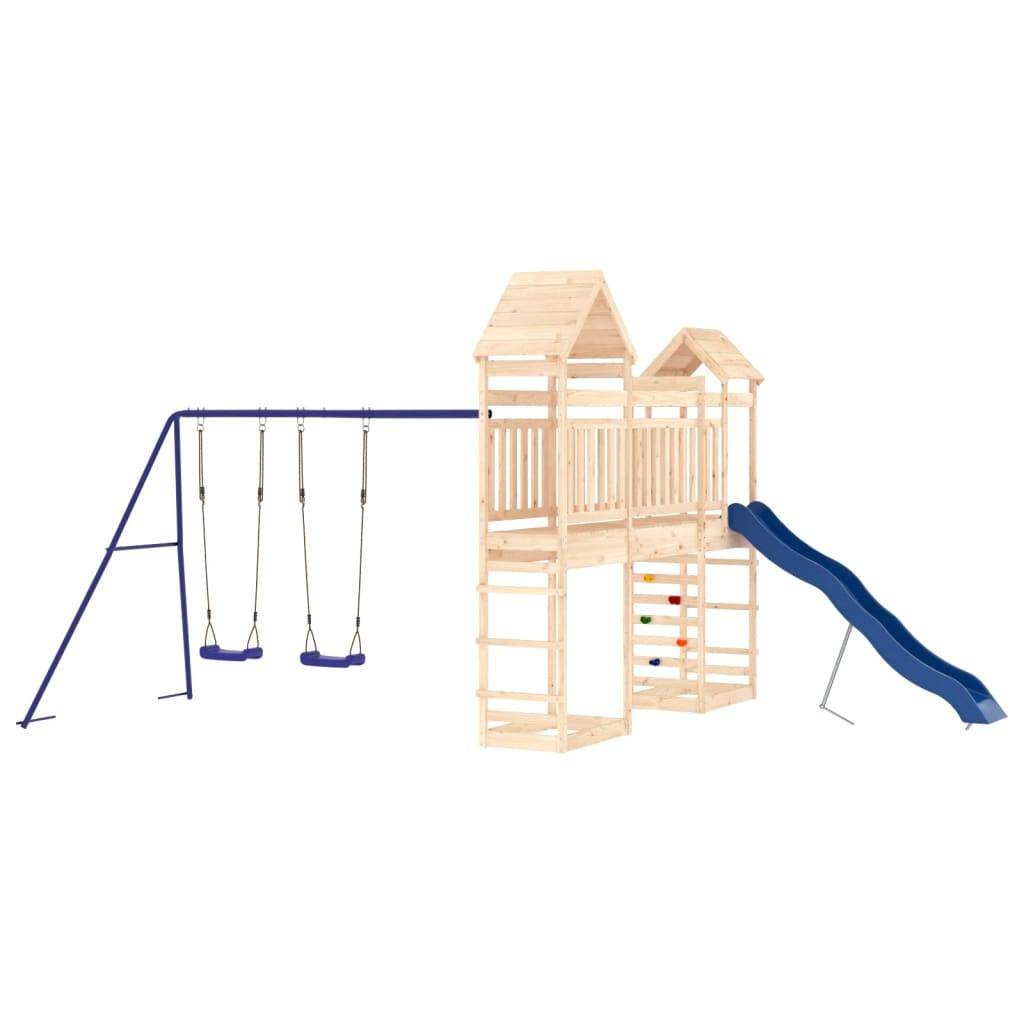 Helloshop26 - Aire de jeux d'extérieur balançoires toboggan portiques robuste jeux jardin 492 x 360 x 264 cm bois de pin massif - Image 3