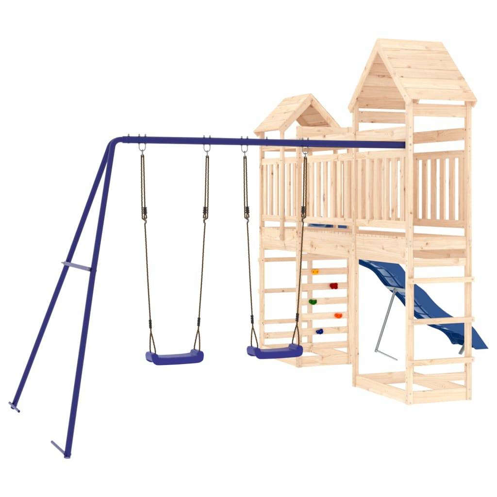 Helloshop26 - Aire de jeux d'extérieur balançoires toboggan portiques robuste jeux jardin 492 x 360 x 264 cm bois de pin massif - Image 1