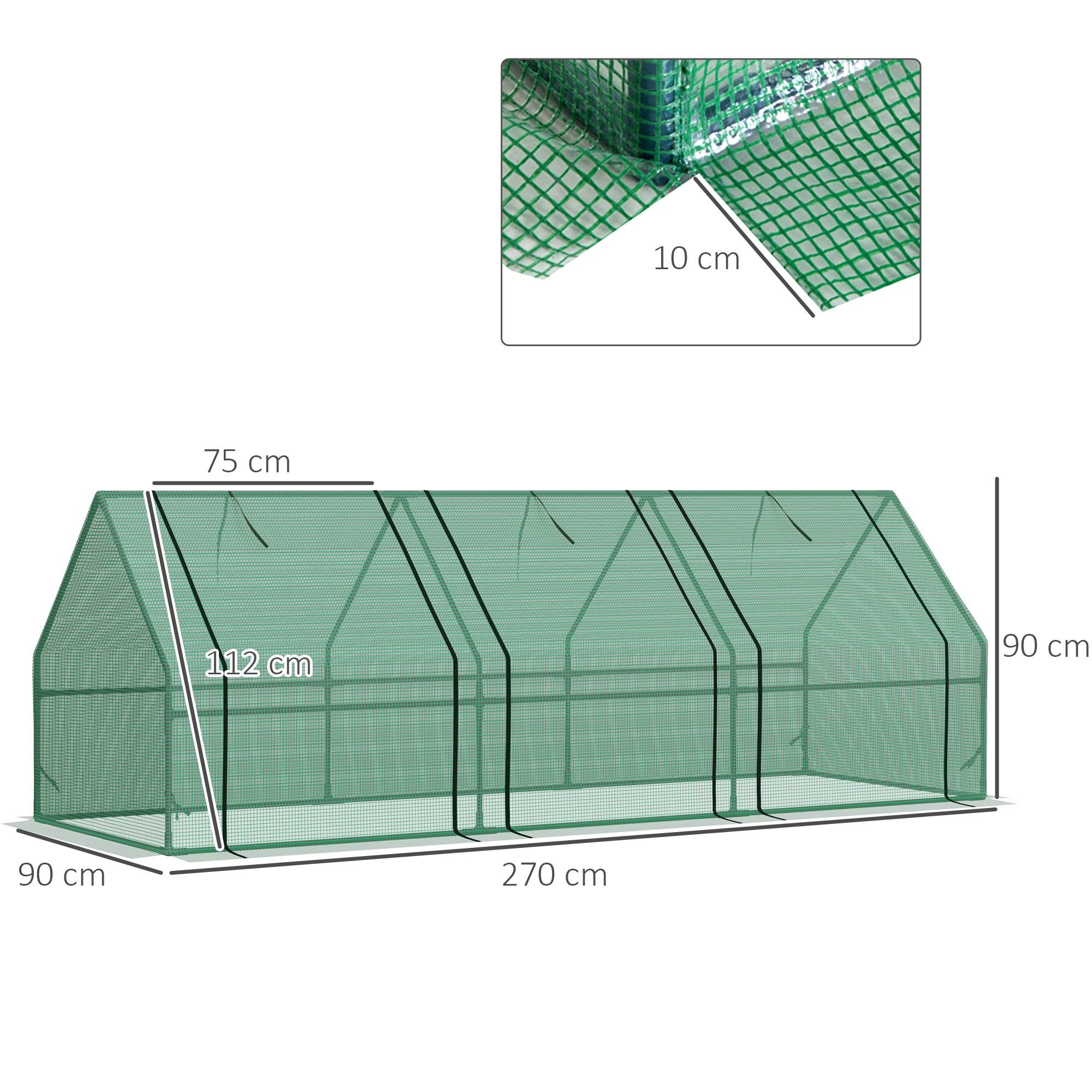 Serre de Jardin 270 x 90 x 90 cm avec 3 Fenêtres, Structure Acier et Bâche PE 140 g/m², pour Plantes, Tomates et Légumes - Image 5