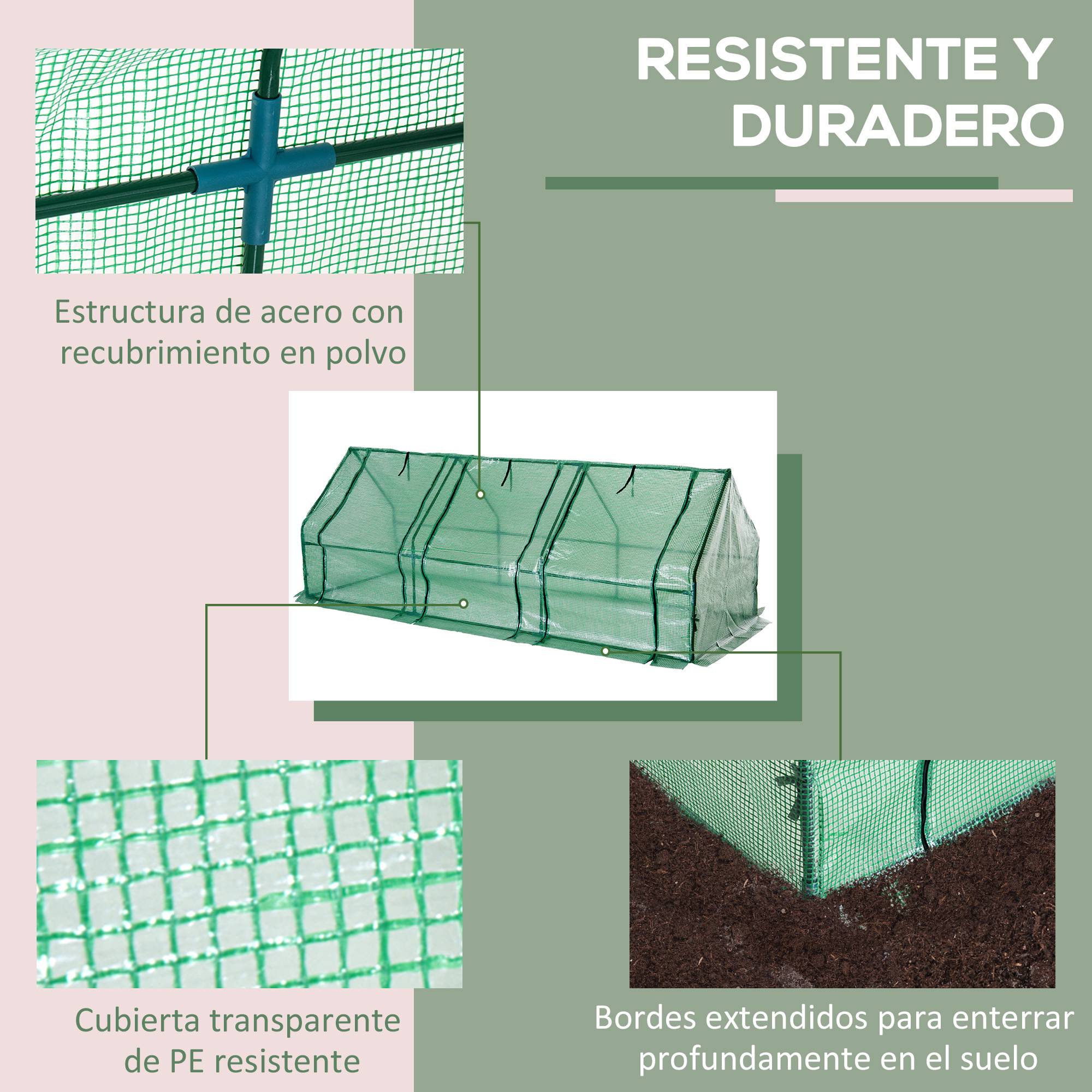 Serre de Jardin 270 x 90 x 90 cm avec 3 Fenêtres, Structure Acier et Bâche PE 140 g/m², pour Plantes, Tomates et Légumes - Image 7