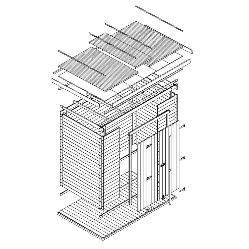 Timbela - Abri de Jardin en Bois AVEC SOL TRAITÉ - 2.63 m² / 142x239xH206 cm - Timbela M310C1+M310G - Image 7