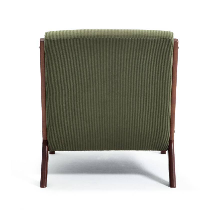 Sicaan Fauteuil scandinave vintage MARIE velours côtelé kaki et bois finition noyer - Image 5