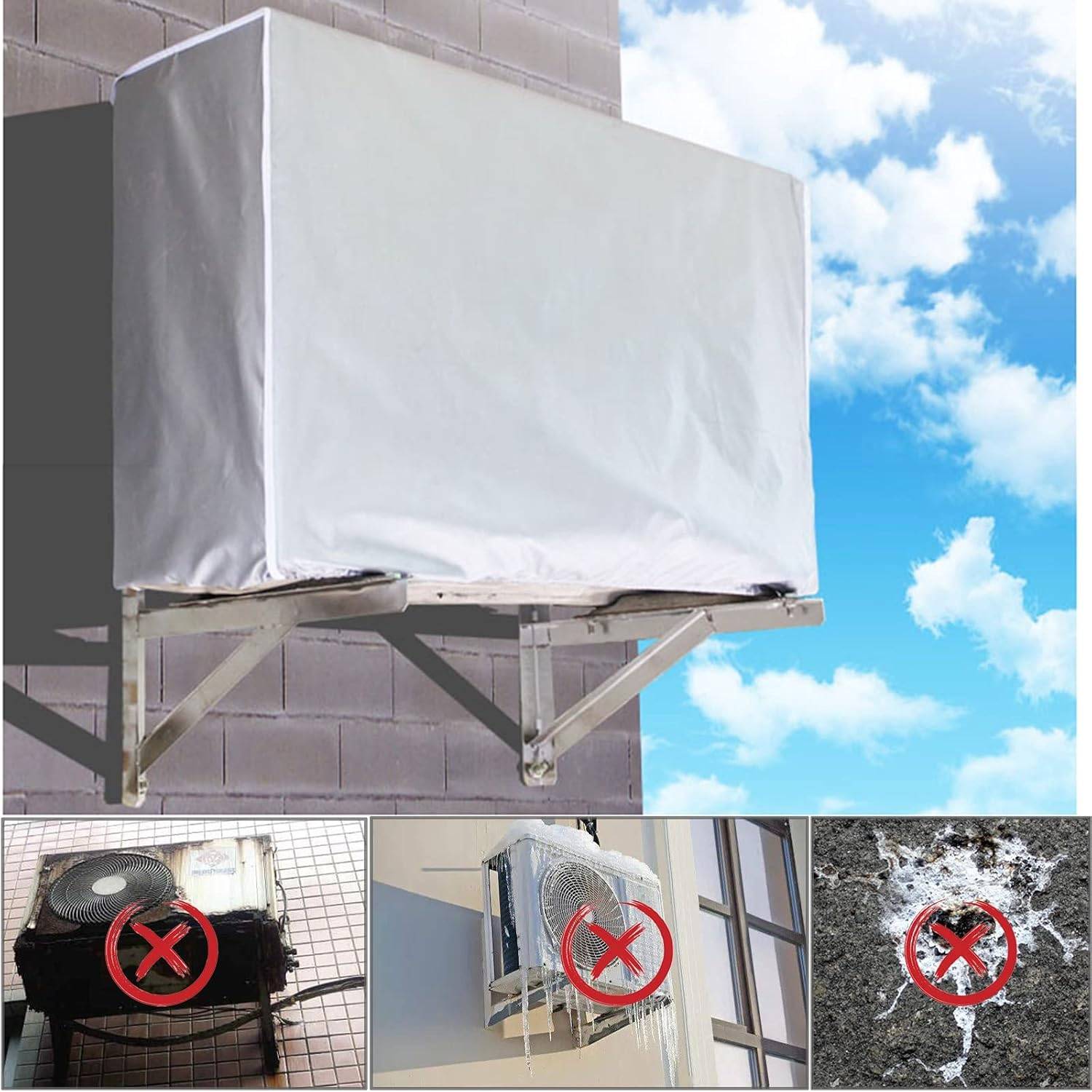 IntiMeg - Housse Climatiseur Exterieur, Étanche Couverture Extérieure de Climatiseur, ​Housse de Protection Anti-poussière et Anti-Neige (Size : 94x40x73cm) - Image 2