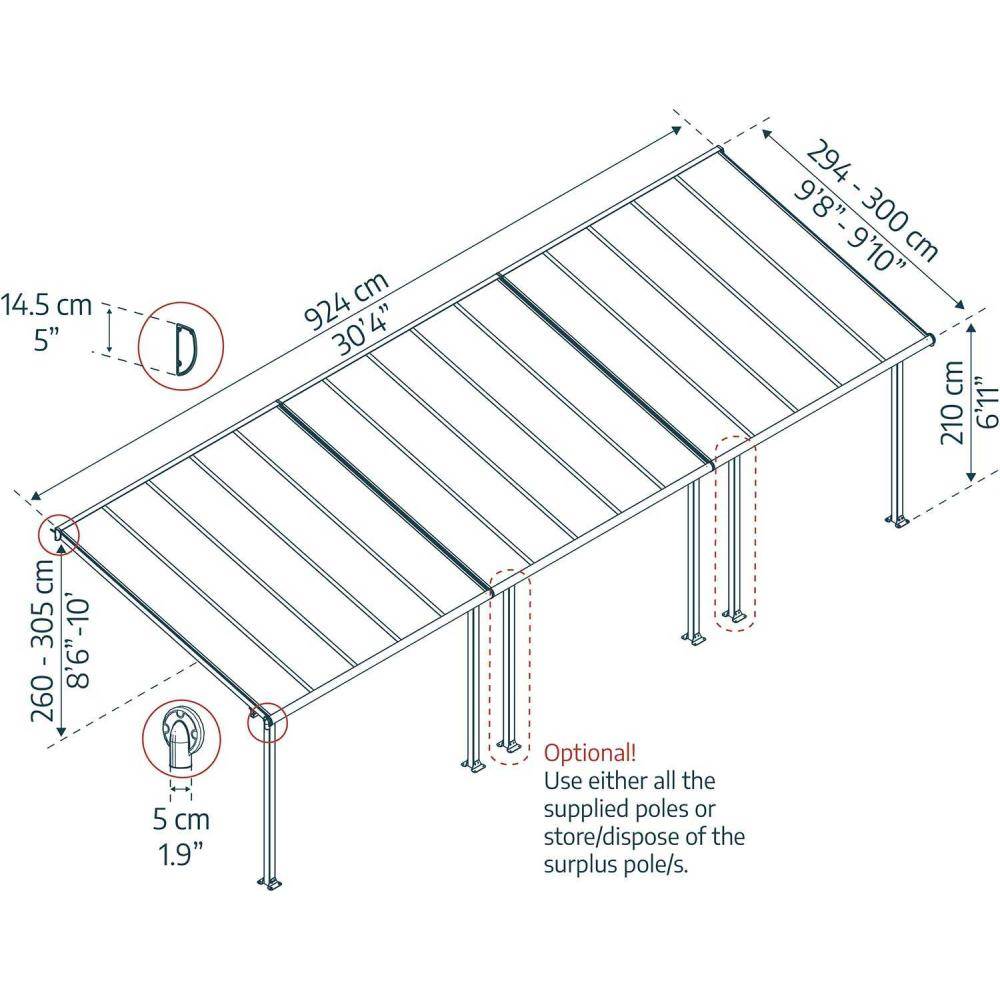 Canopia - Canopia Pergola Olympia 3X9,2 Grise - Image 3