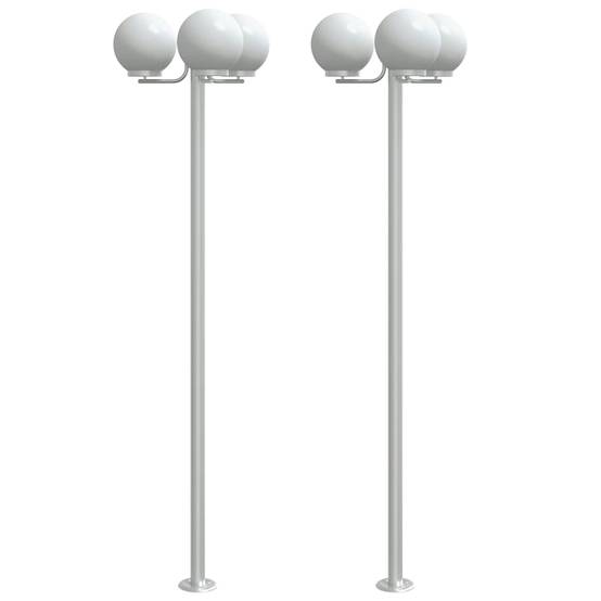 3 pcs Lampadaires de jardin - Lampadaires d'extérieur argenté 215 cm acier inoxydable-JU1052 - Image 1