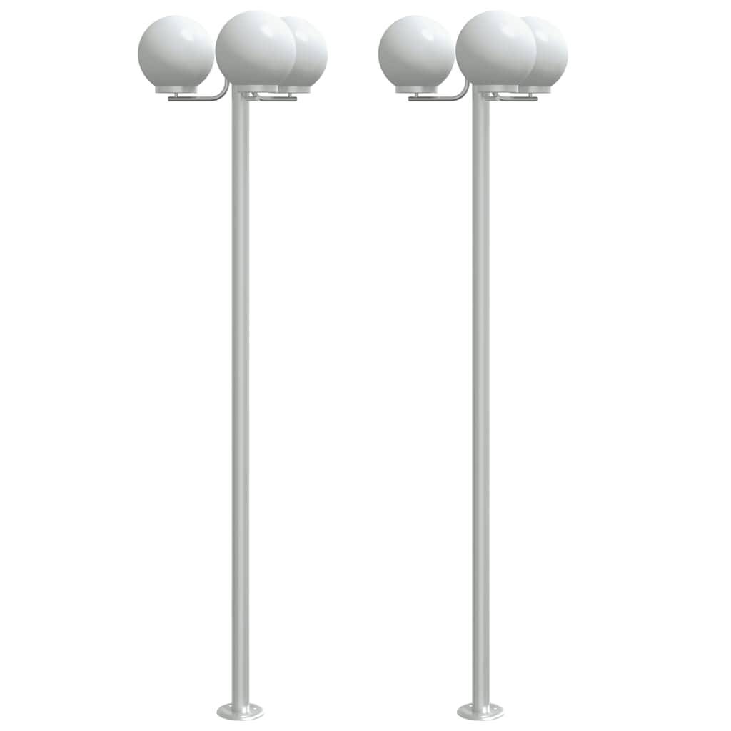 3 pcs Lampadaires de jardin - Lampadaires d'extérieur argenté 215 cm acier inoxydable-JU1052 - Image 1