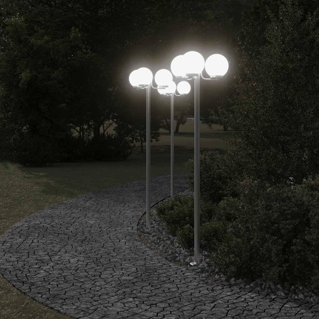 3 pcs Lampadaires de jardin - Lampadaires d'extérieur argenté 215 cm acier inoxydable-JU1052 - Image 3