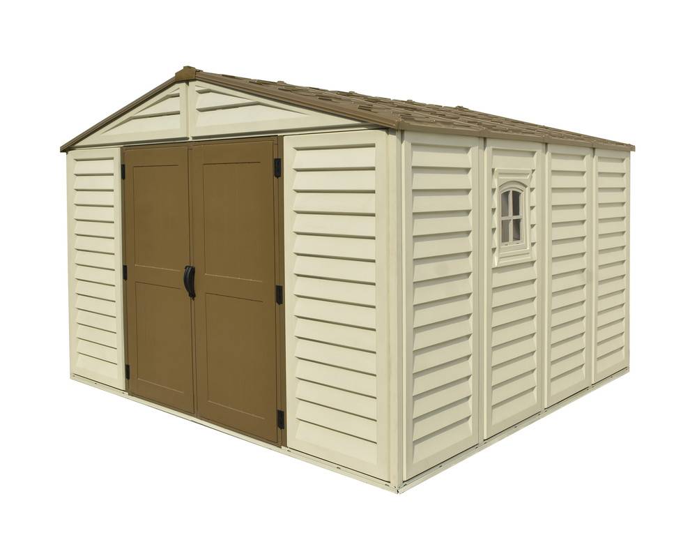 Duramax - Abri PVC Woodstyle PREMIUM - 10,56m² - Kit fondation + 1 fenêtre - Beige Duramax - Image 1