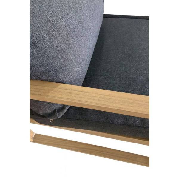 Salon de jardin d'angle - Aluminium effet bois - PUERTOCOR - 5 personnes + table basse - Image 3