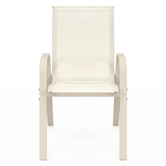 Lot de 6 chaises de jardin LYMA métal et textilène empilables beige - Image 3