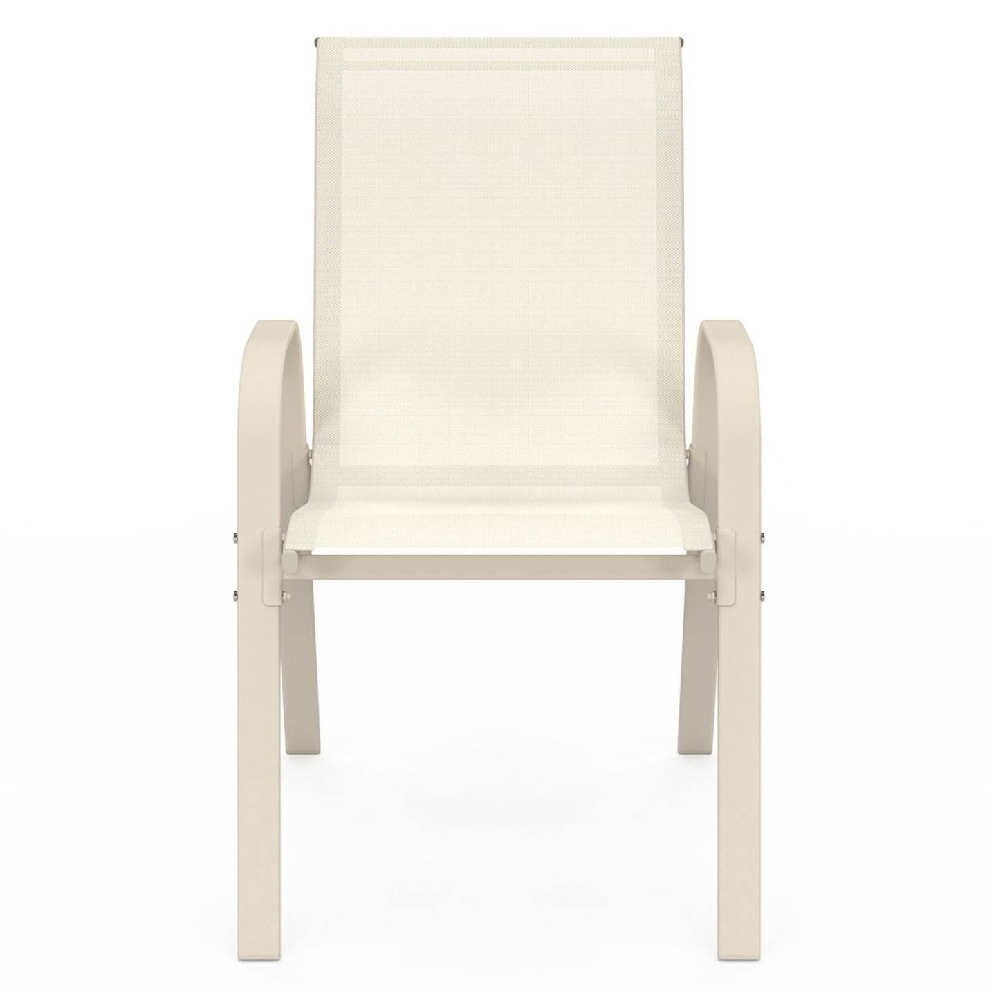 Lot de 6 chaises de jardin LYMA métal et textilène empilables beige - Image 3