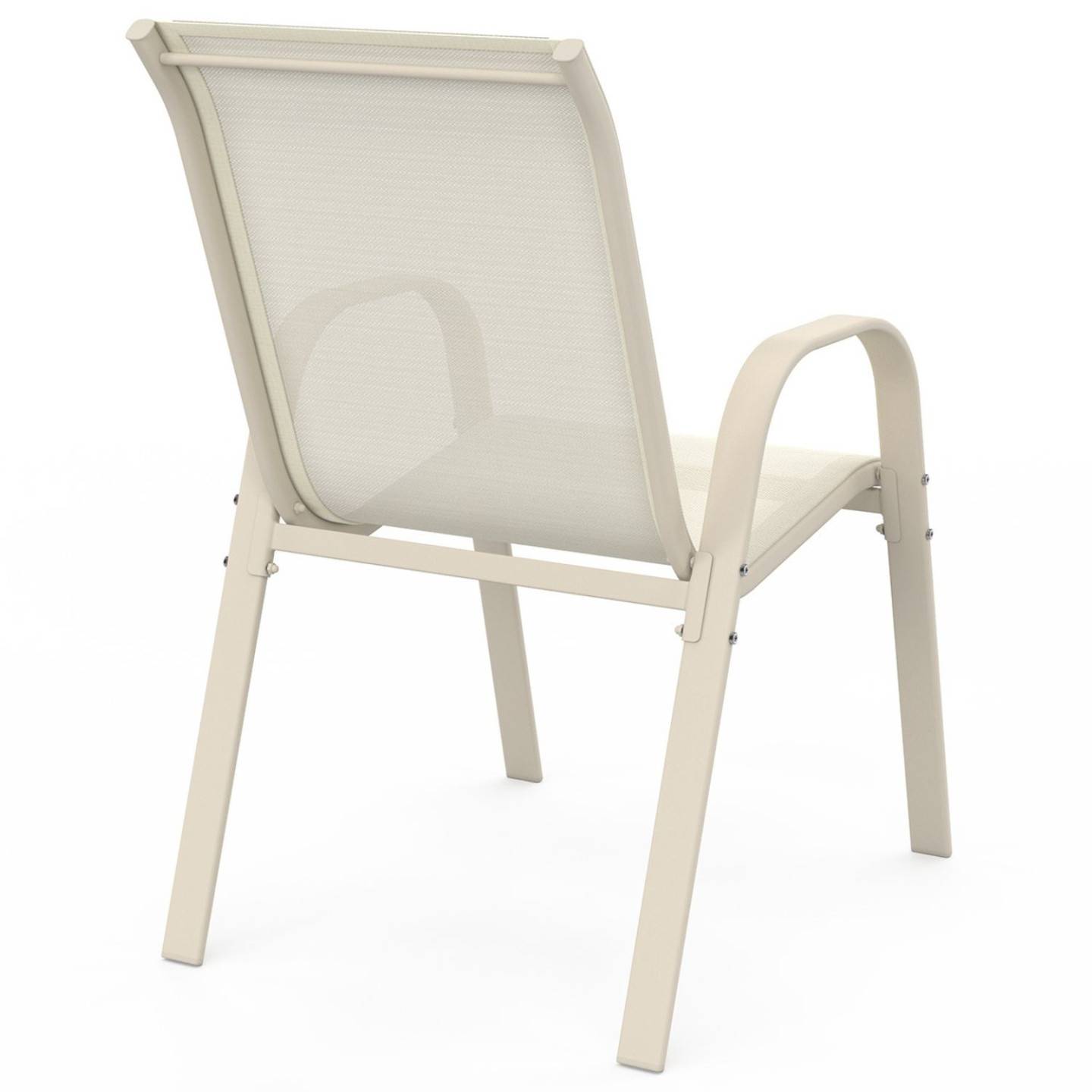 Lot de 6 chaises de jardin LYMA métal et textilène empilables beige - Image 7