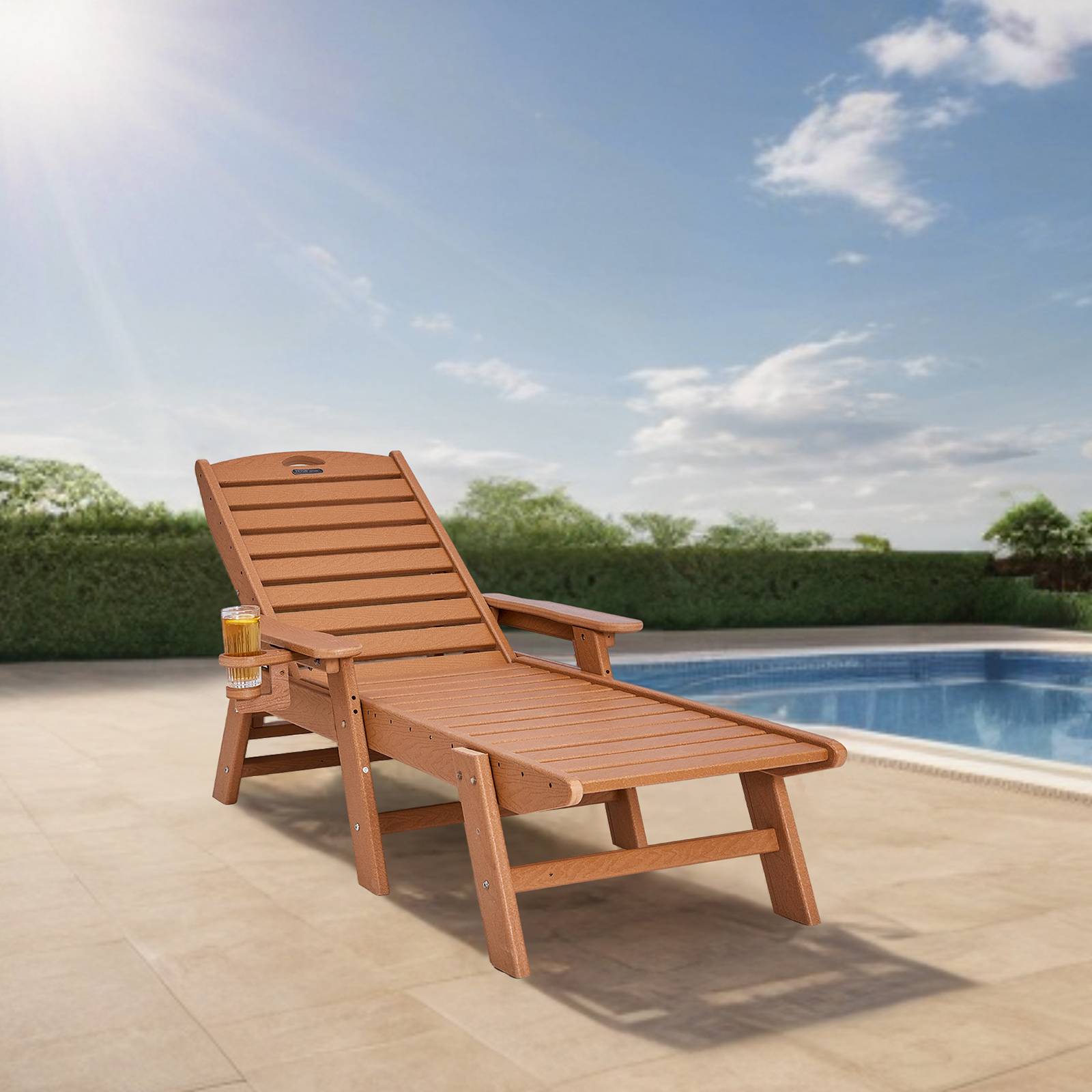 Vevor - VEVOR Bain de Soleil Chaise Longue Jardin Dossier Réglable Charge 181 kg Marron - Image 8