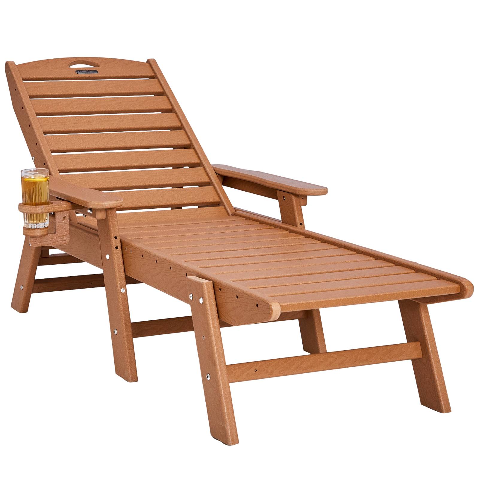 Vevor - VEVOR Bain de Soleil Chaise Longue Jardin Dossier Réglable Charge 181 kg Marron - Image 1