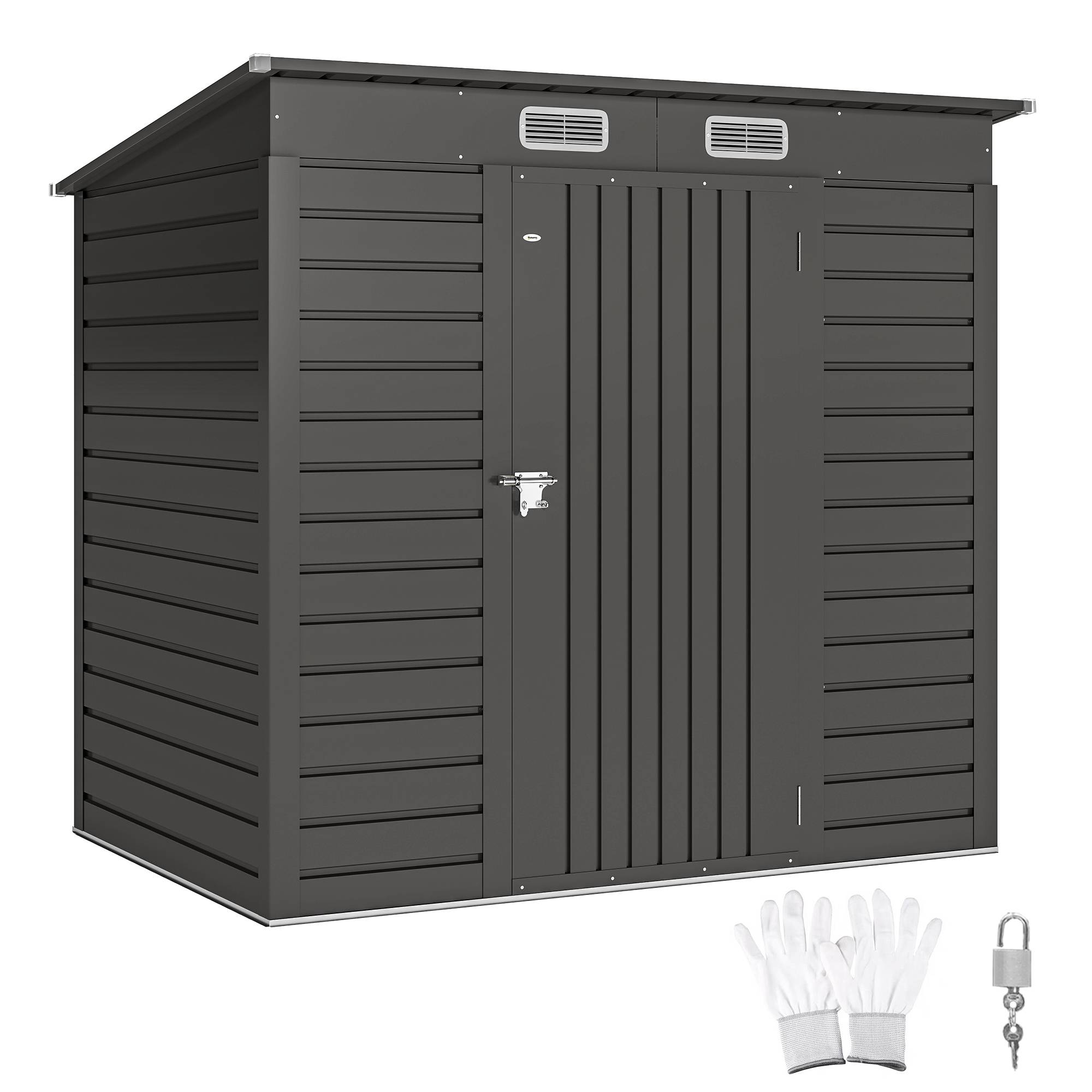 Abri de jardin 2,3m² - pour Outils - cabanon Porte verrouillable - dim. 191L x 130P x 166,5-183H cm - acier - Image 1