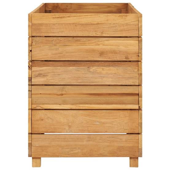 Lit surélevé jardinière 100 x 40 x 55 cm bois de teck recyclé et acier - Image 3