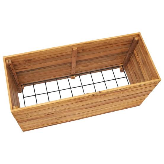Lit surélevé jardinière 100 x 40 x 55 cm bois de teck recyclé et acier - Image 4