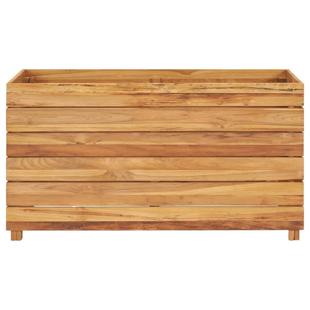 Lit surélevé jardinière 100 x 40 x 55 cm bois de teck recyclé et acier - Image 2
