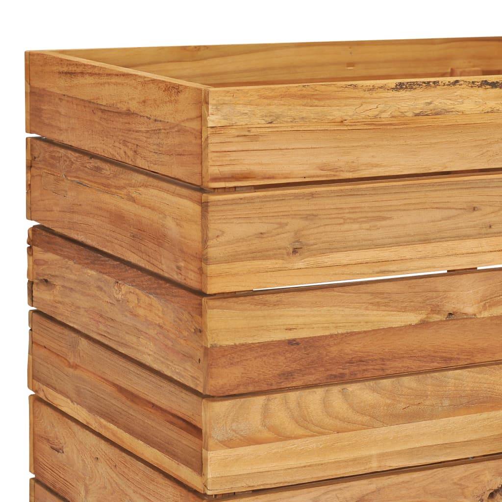 Lit surélevé jardinière 100 x 40 x 55 cm bois de teck recyclé et acier - Image 6