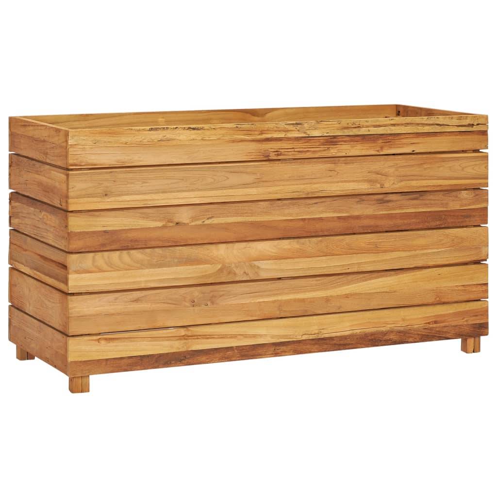 Lit surélevé jardinière 100 x 40 x 55 cm bois de teck recyclé et acier - Image 8