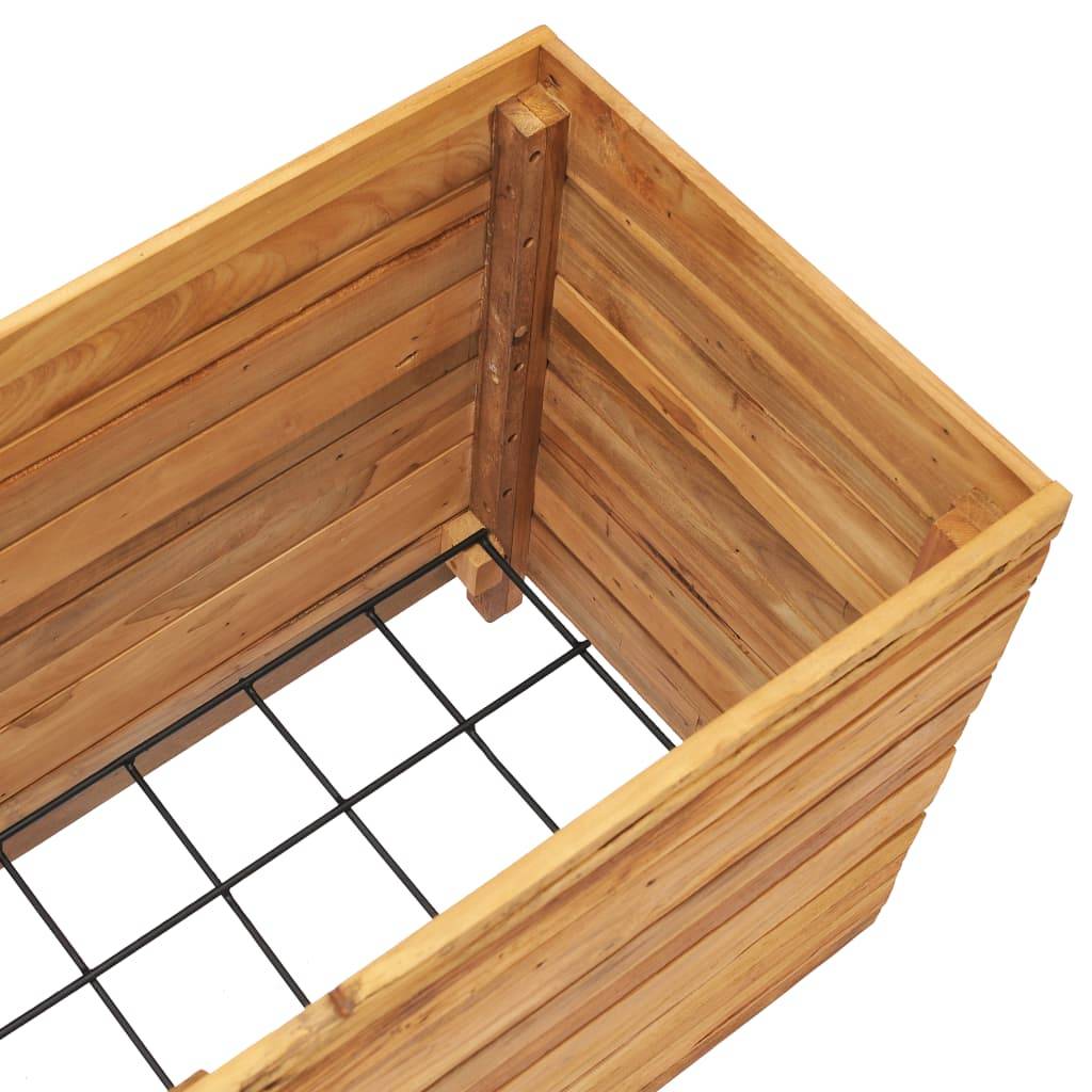Lit surélevé jardinière 100 x 40 x 55 cm bois de teck recyclé et acier - Image 5