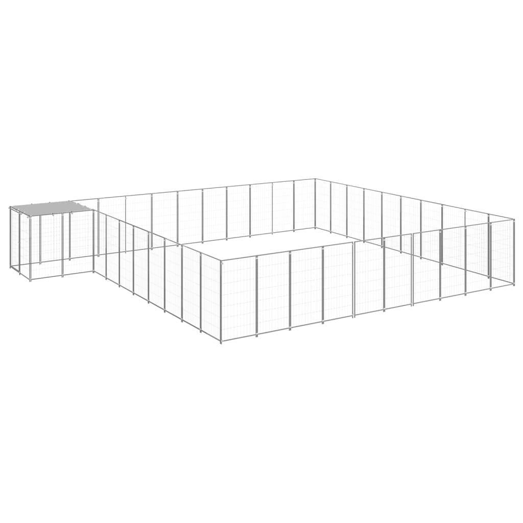 Helloshop26 - Chenil extérieur cage enclos parc animaux chien argenté 31,46 m² acier - Image 1
