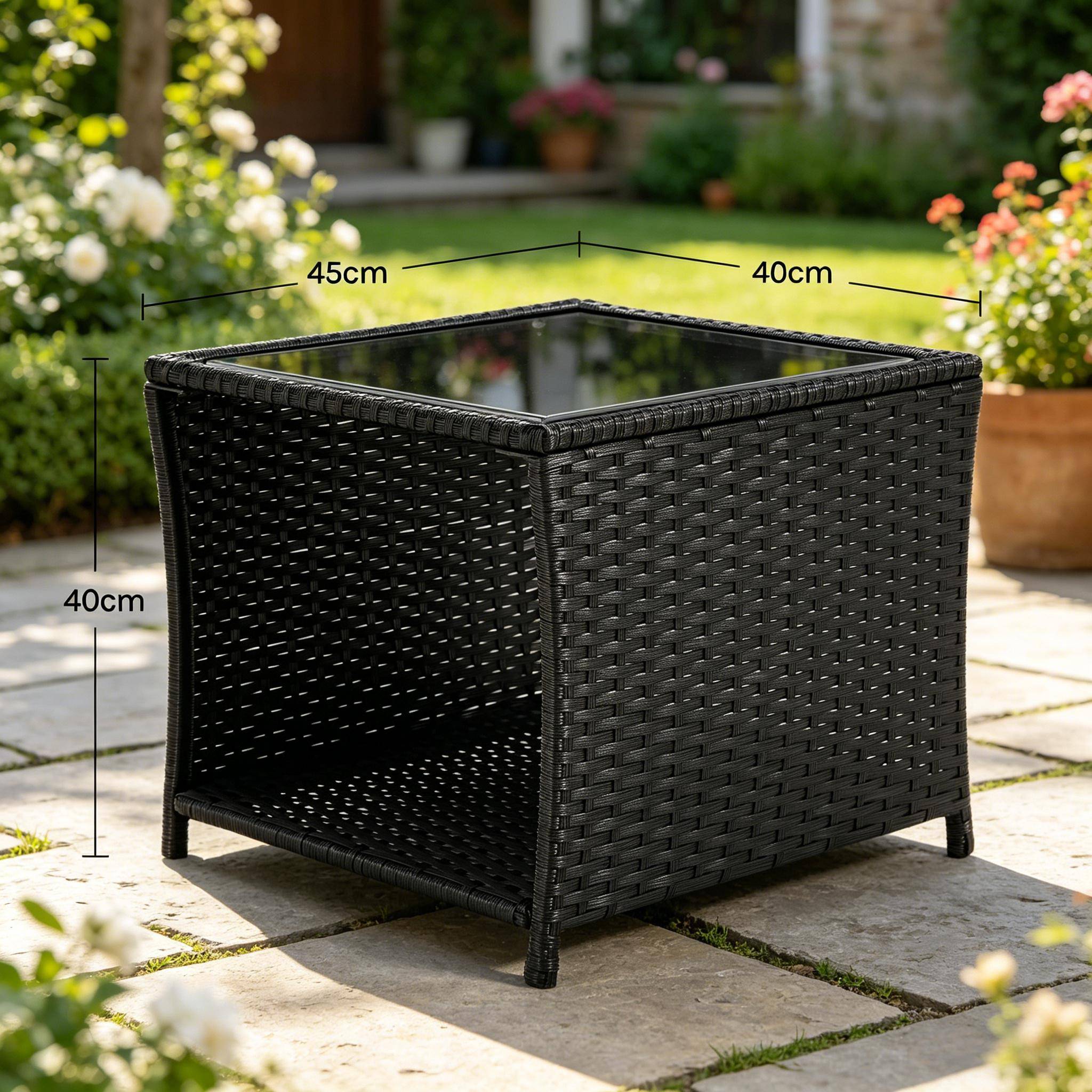 Petite table d'appoint rotin avec espace rangement, terrasse et salon - Image 2