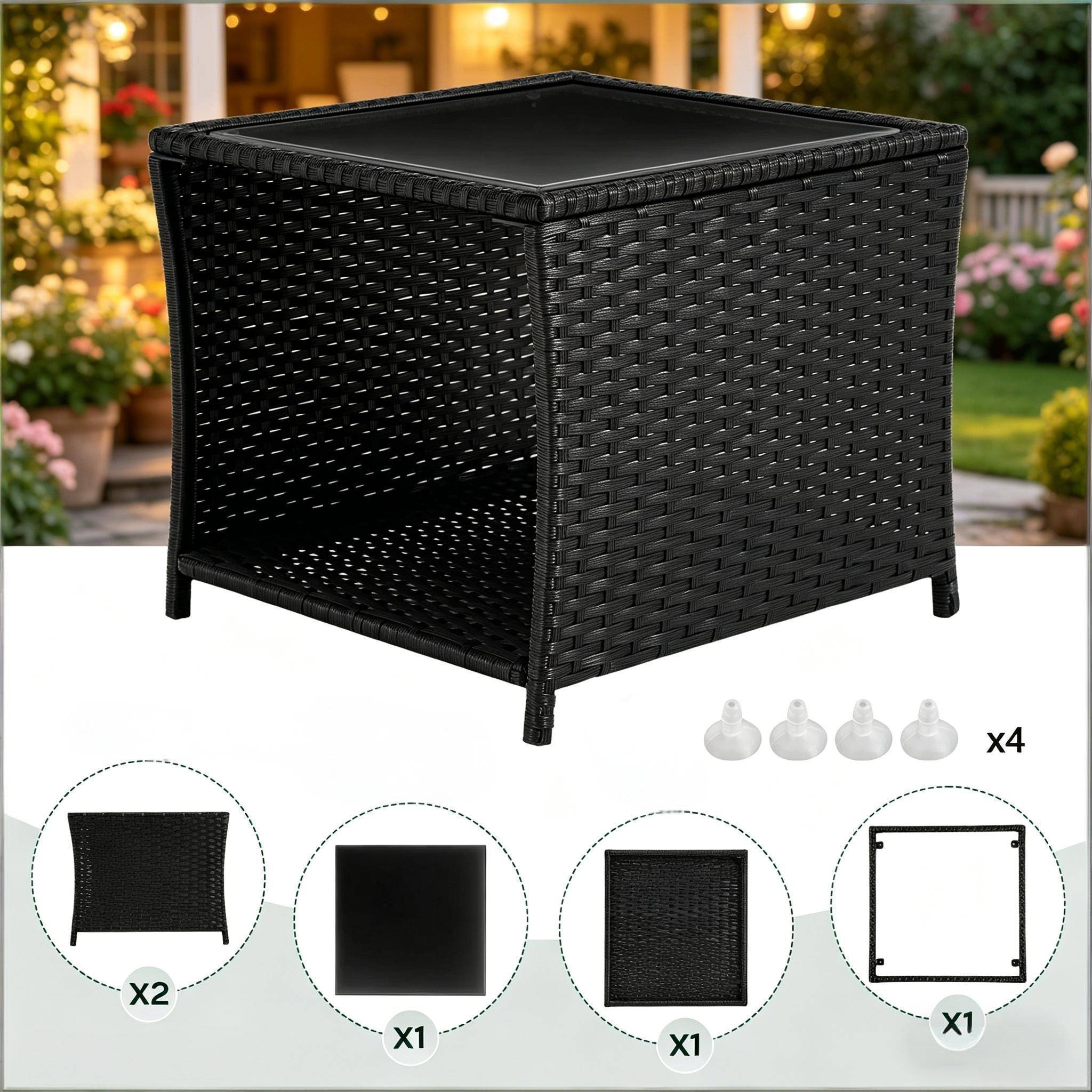 Petite table d'appoint rotin avec espace rangement, terrasse et salon - Image 3