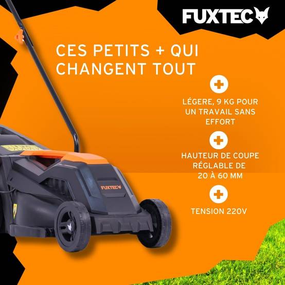 FUXTEC - Tondeuse À Gazon Électrique Filaire Poussée - Fuxtec Fx-rme33 - 9kg, Largeur De Coupe 33cm, Bac 30l, Hauteur 20mm - 60mm - Image 4