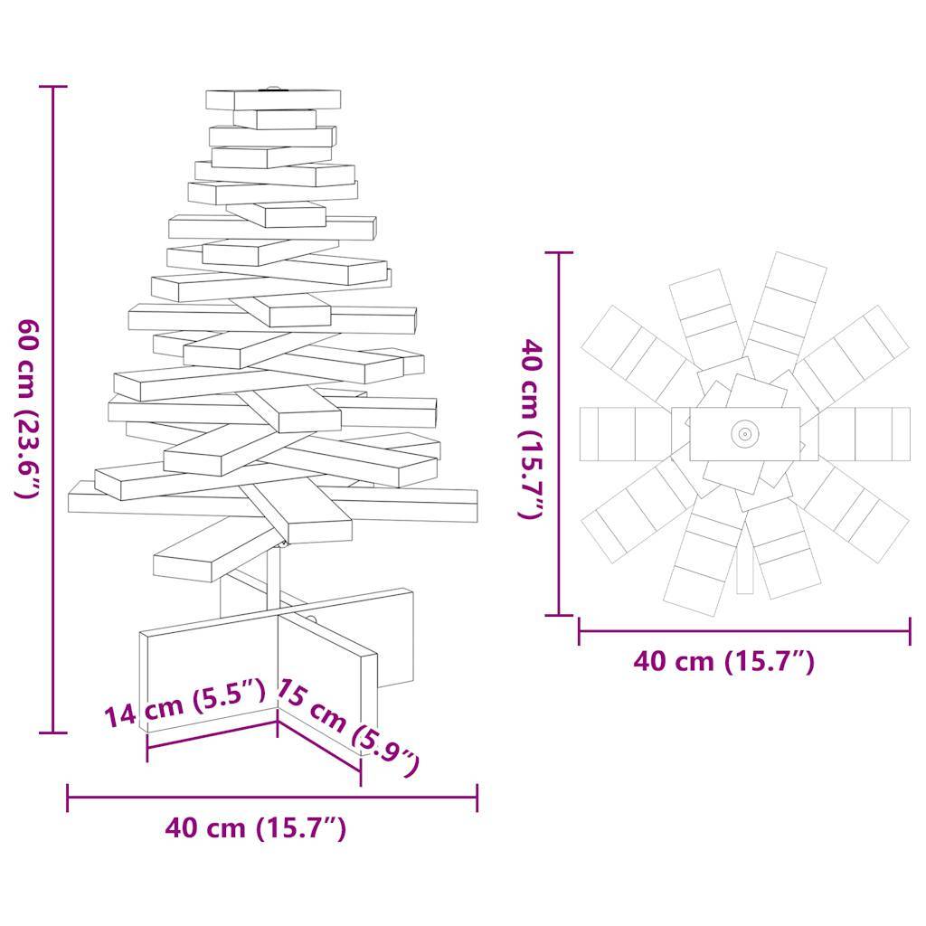 Maison Chic - Sapin de Noël | Arbre de Noël en bois pour décoration 60 cm bois de pin massif Maison Chic - Image 8