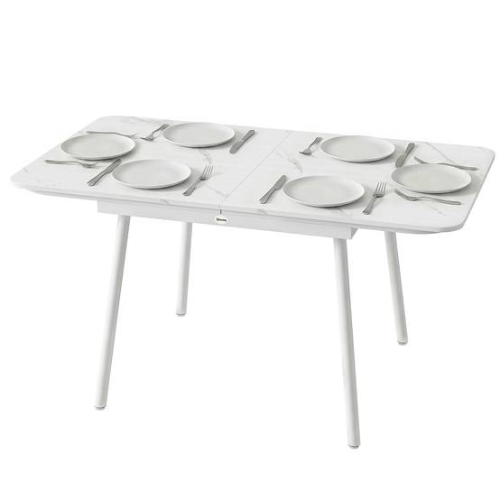 ComfortXL - Table de jardin rectangulaire 6 personnes métal et composite anti-taches blanc - ComfortXL Outdoor Living - Image 2